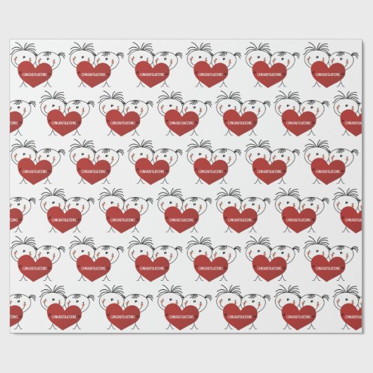 Strichmännchen Newlyweds Glückwunsch Geschenkpapier (Flach)