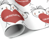 Strichmännchen Newlyweds Glückwunsch Geschenkpapier (Rolleneckpunkt)