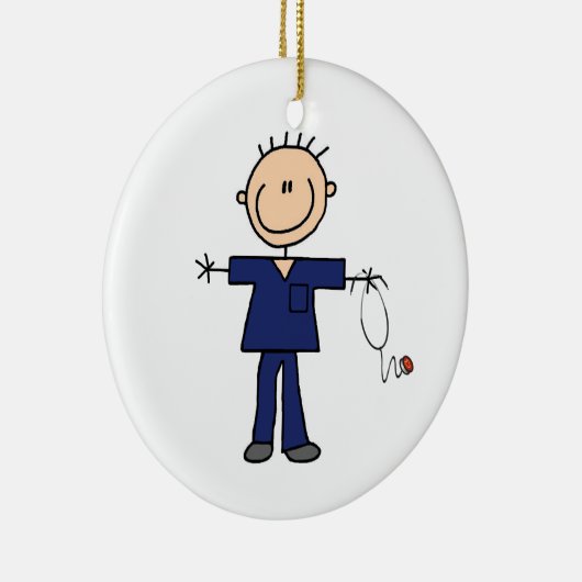Strichmännchen Nurse - blau Keramikornament (Rechts)