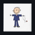 Strichmännchen Nurse - blau Magnet<br><div class="desc">Eine männliche Krankenschwester oder Krankenschwester mit einem Stethoskop auf einem Knopf können Sie leicht anpassen,  bevor Sie bestellen. Leichtes Strichmännchen.</div>