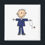 Strichmännchen Nurse - blau Magnet<br><div class="desc">Eine männliche Krankenschwester oder Krankenschwester mit einem Stethoskop auf einem Knopf können Sie leicht anpassen,  bevor Sie bestellen. Leichtes Strichmännchen.</div>