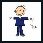 Strichmännchen Nurse - blau Poster<br><div class="desc">Eine männliche Krankenschwester oder Krankenschwester mit einem Stethoskop auf einem Knopf können Sie leicht anpassen, bevor Sie bestellen. Leichtes Strichmännchen.</div>