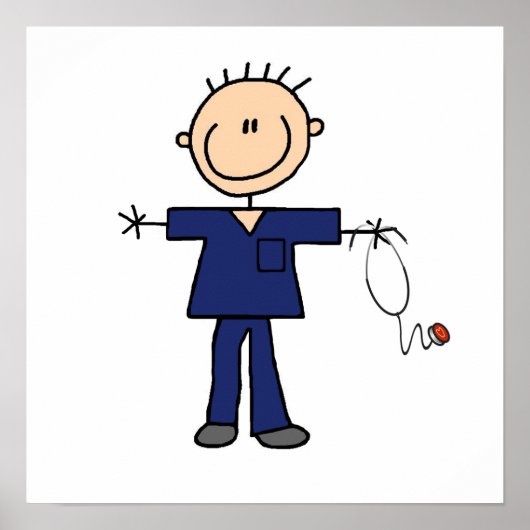 Strichmännchen Nurse - blau Poster (Vorne)