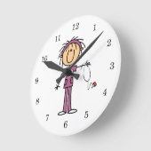 Strichmännchen Nurse Runde Wanduhr (Winkel)