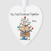 Strichmännchen-Paar auf Bank Ornament (Vorderseite)