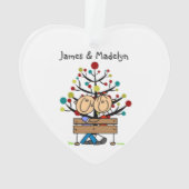 Strichmännchen-Paar auf Bank Ornament (Rückseite)