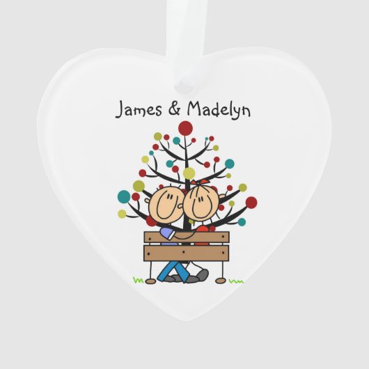 Strichmännchen-Paar auf Bank Ornament (Rückseite)