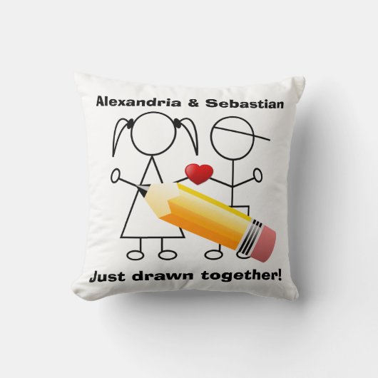 Strichmännchen-Paare mit dem Herzen zusammen Kissen (Vorderseite)