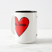 Strichmännchen-Paare mit dem Herzen zusammen Zweifarbige Tasse (Vorderseite Links)