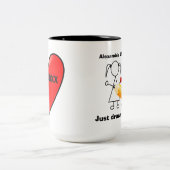 Strichmännchen-Paare mit dem Herzen zusammen Zweifarbige Tasse (Mittel)