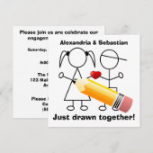 Strichmännchen-Paare mit Herz-Verlobungs-Party Einladung (Vorne/Hinten)