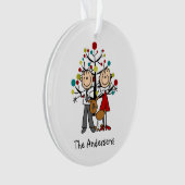 Strichmännchen-Paare mit Hundeacryl-Verzierung Ornament (Vorderseite)