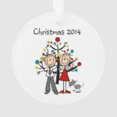 Strichmännchen-Paare mit Katzen-Acryl-Verzierung Ornament (Rückseite)