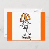 Strichmännchen Parachuting T - Shirt und Geschenke Postkarte (Vorne/Hinten)