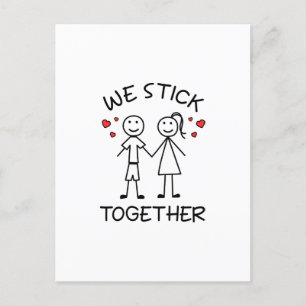 Strichmännchen-Pärchen Valentinstag Liebe  Postkarte