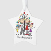 Strichmännchen Parents Boy Girl Cat Acrylic Orname Ornament (Vorderseite)