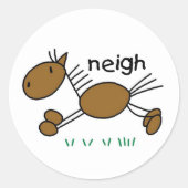 Strichmännchen Pferd Runder Aufkleber (Vorderseite)