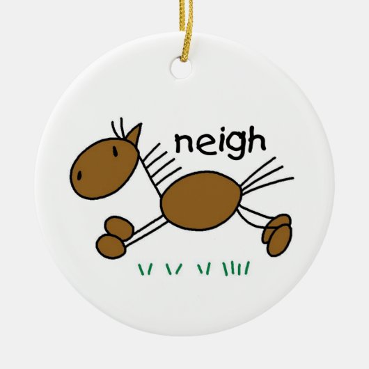Strichmännchen Pferde T - Shirt und Geschenke Keramikornament (Vorne)