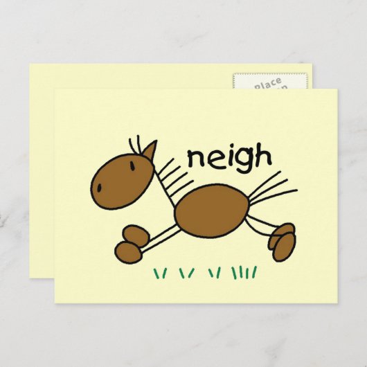 Strichmännchen Pferde T - Shirt und Geschenke Postkarte (Vorne/Hinten)