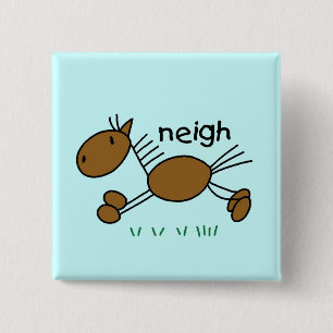 Strichmännchen-Pferdet-shirts und -geschenke Button