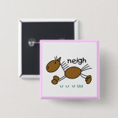 Strichmännchen-Pferdet-shirts und -geschenke Button (Vorne & Hinten)