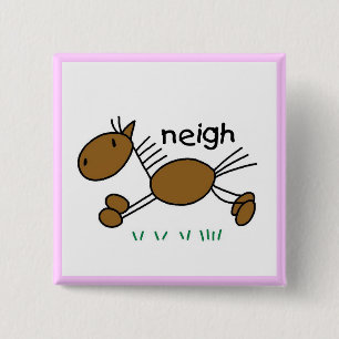 Strichmännchen-Pferdet-shirts und -geschenke Button