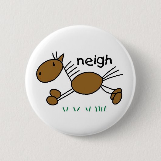 Strichmännchen-Pferdet-shirts und -geschenke Button (Vorderseite)