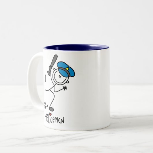 Strichmännchen-Polizei-Offizier-Tasse Zweifarbige Tasse (Vorderseite Links)