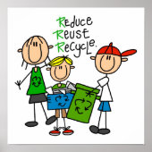 Strichmännchen reduzieren Wiederverwendung Gerecyc Poster (Vorne)