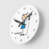 Strichmännchen Runde Wanduhr (Winkel)