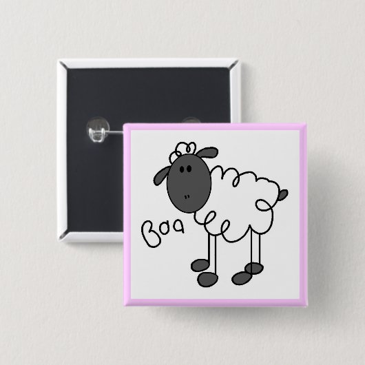 Strichmännchen-Schaf-T-Shirts und Geschenke Button (Vorne & Hinten)