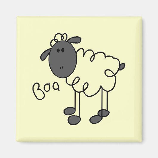 Strichmännchen-Schaf-T-Shirts und Geschenke Magnet (Vorne)