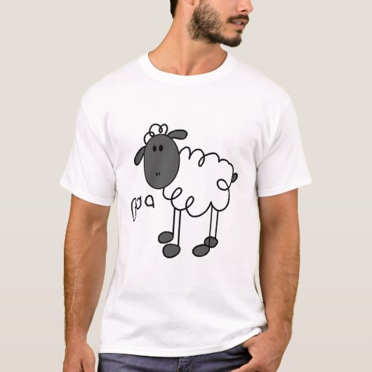 Strichmännchen-Schaf-T-Shirts und Geschenke T-Shirt (Vorderseite)