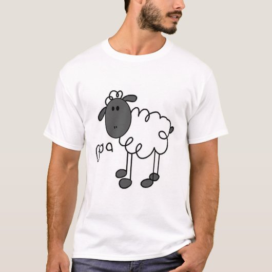 Strichmännchen-Schaf-T-Shirts und Geschenke T-Shirt (Vorderseite)