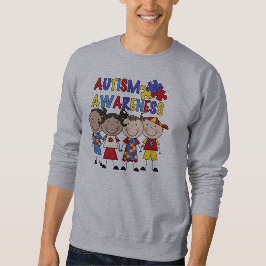 Strichmännchen scherzt Autismus-Bewusstsein Sweatshirt (Vorderseite)