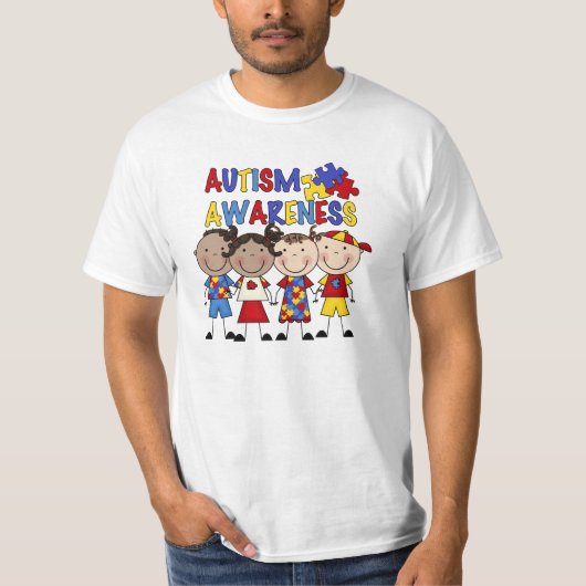 Strichmännchen scherzt Autismus-Bewusstsein T-Shirt (Vorderseite)