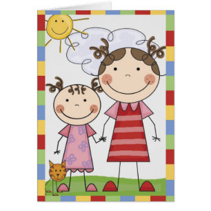 Strichmännchen scherzt Karten und Geschenke