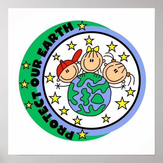 Strichmännchen schützt unsere T - Shirt und Gesche Poster (Vorne)