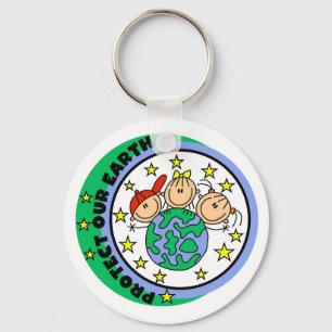 Strichmännchen schützt unsere T - Shirt und Gesche Schlüsselanhänger