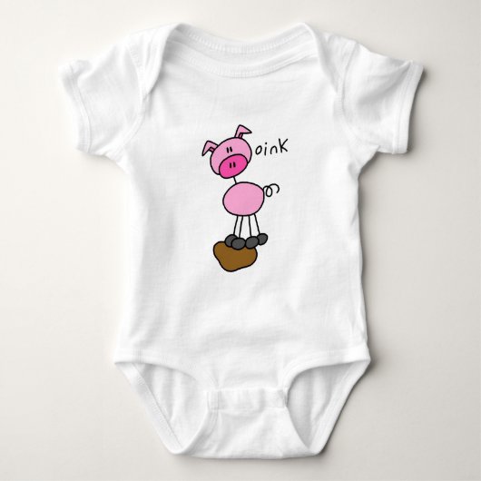 Strichmännchen-Schwein-T-Shirts und Geschenke Baby Strampler (Vorderseite)