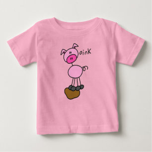 Strichmännchen-Schwein-T-Shirts und Geschenke Baby T-shirt