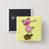 Strichmännchen-Schwein-T-Shirts und Geschenke Button (Vorne & Hinten)