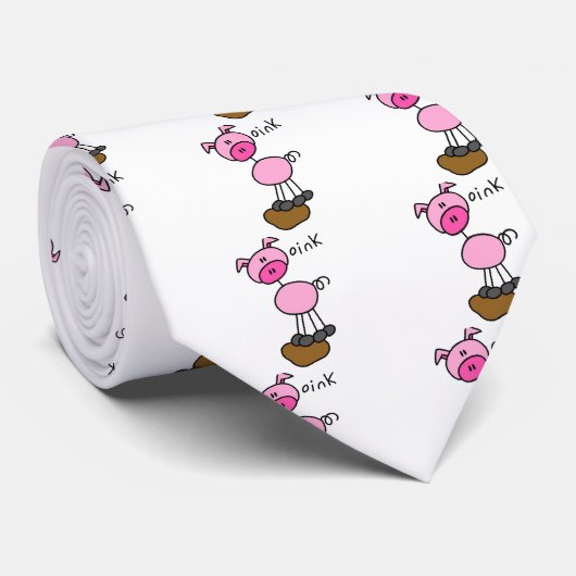 Strichmännchen-Schwein-T-Shirts und Geschenke Krawatte (Gerollt)