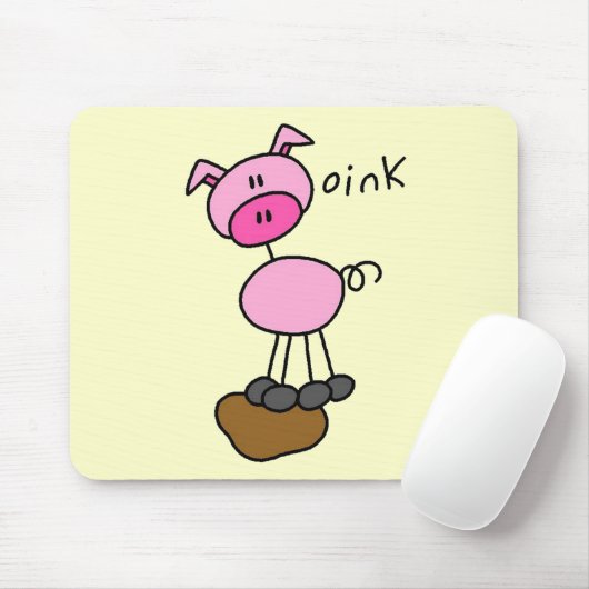 Strichmännchen-Schwein-T-Shirts und Geschenke Mousepad (Mit Mouse)