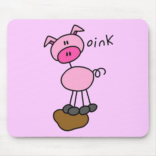 Strichmännchen-Schwein-T-Shirts und Geschenke Mousepad (Vorne)