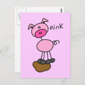 Strichmännchen-Schwein-T-Shirts und Geschenke Postkarte (Vorne/Hinten)