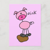Strichmännchen-Schwein-T-Shirts und Geschenke Postkarte (Vorderseite)
