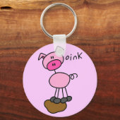 Strichmännchen-Schwein-T-Shirts und Geschenke Schlüsselanhänger (Vorderseite)