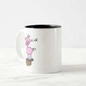 Strichmännchen-Schwein-T-Shirts und Geschenke Zweifarbige Tasse (Vorderseite Links)