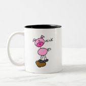 Strichmännchen-Schwein-T-Shirts und Geschenke Zweifarbige Tasse (Links)